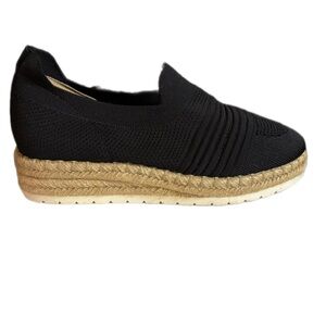 Adrienne Vitadini Niko Espadrilles Black Stretch Women’s 7.5
